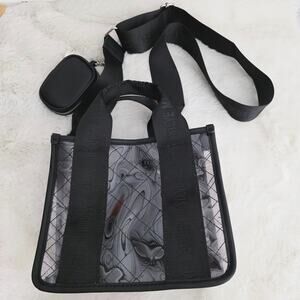 Steve Madden Clear Satchel Tote Bag Crossbody Black Logo Strap NEW
